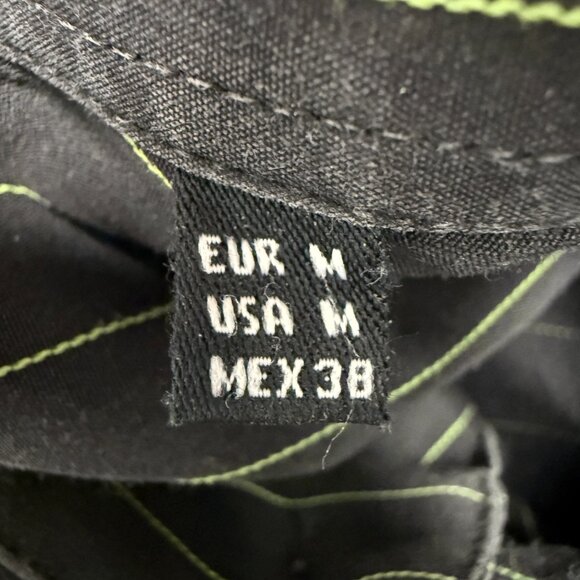 Men's ZARA Button-Down Dress Shirt Charcoal‎ w/ Lime Pinstripe- Size Medium - Picture 7 of 7